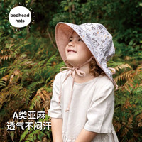 澳洲Bedhead女童四季渔夫防晒帽吸湿排汗亚麻UPF50+超轻薄遮阳帽