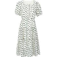 KBNE连衣裙女裙子夏季小清新可爱收腰显瘦港味茶歇小裙子 白色几何 S