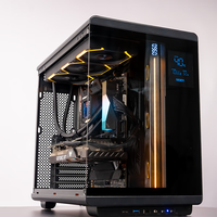 硕一鲲鹏CH1+台式机电脑ATX机箱白色侧透屏幕数显海景房360水冷LCD屏竖插显卡 鲲鹏CH1+黑色【数显屏幕】速发