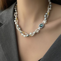 QUAMER感双层彩色秋冬珍珠大气感毛衣链女2024年项链锁 项链总长约43cm