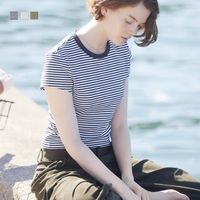 优衣库 UNIQLO 女装条纹圆领短T恤短袖迷你T修身打底百搭476856 474410