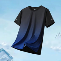 JEEP SPIRIT【两件装】冰丝短袖t恤男士夏季速干衣凉感宽松运动打底T恤 黑灰+黑蓝 L （110-130斤）