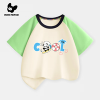 MINI PEPCO小猪班纳童装男童短袖t恤纯棉儿童夏季时尚插肩袖小男孩宽松夏装 绿色冲浪熊猫 120