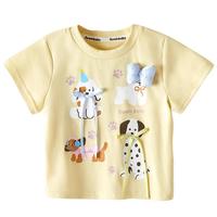 可英 GOWINBABY女童短袖T恤韩式2025夏季款时尚女孩卡通上衣女宝甜美洋气打底衫