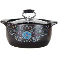 康舒珐琅彩玻璃盖砂锅煲汤炖锅家用燃气煤气灶专用耐高温沙锅大容量玻璃盖汤煲 3800ML适合3-5人