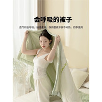 名创优品大豆被子夏凉被 夏被空调被薄被子单双人被芯被褥春秋被 miniso-千鸟格绿 150×200cm夏凉被约重2斤