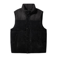 卡宾男装 英文钢压羽绒马甲秋冬灯芯绒外套宽松保暖潮流H 黑色 46