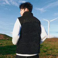 卡宾男装 英文钢压羽绒马甲秋冬灯芯绒外套宽松保暖潮流H 黑色 56