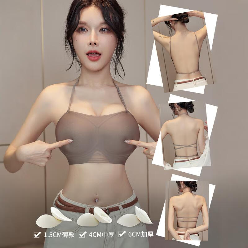 杰丽·莫克 隐形露背挂脖聚拢文胸