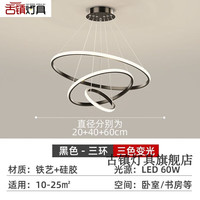 中丨山灯具 中山灯具大全2025新款全屋北欧餐厅灯吊灯圆环三圈灯客厅餐桌吧台 黑三环2D