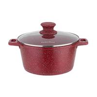 cookerbene汤锅麦饭石色家用不粘煮面小锅汤锅燃气电磁炉双耳蒸煮锅 汤锅-黑色带盖 24cm