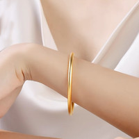 蒂蔻(Tico)足金999黄金手镯古法金素圈手镯细圈镯子 金重47g多退少补 57圈号