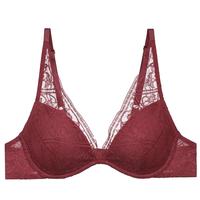 爱慕NYC女性感空气蕾丝时尚红色含红品聚拢薄模杯文胸AN110191