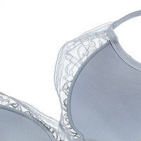 爱慕NYC女性感空气蕾丝时尚红色含红品聚拢薄模杯文胸AN110191 季风蓝 32/70A