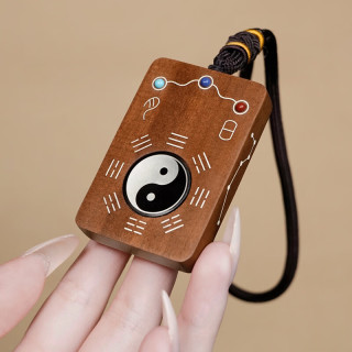 GOYN 雷击枣木镶银太极紫薇讳南斗六星 吊坠