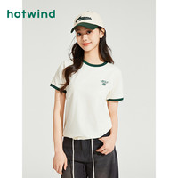 热风 hotwind短袖T恤2025年夏季新款女士百搭圆领短袖T恤宽松打底上衣短T