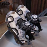 咔路比 男女童夏季时尚镂空凉鞋旋转纽扣炫酷夜光凉鞋舒适休闲百搭