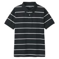 無印良品 MUJI(無印良品 )男式 棉水洗天竺织 短袖POLO衫 衬衫 纯棉 全棉男装 ABE14A3S 黑色 XS
