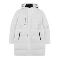 卡宾男装字母印花连帽羽绒服秋冬款长外套保暖舒适街头韩版A 漂白色02 M /170/48