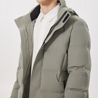 卡宾男装字母印花连帽羽绒服秋冬款长外套保暖舒适街头韩版A 豆沙绿28 3XL /190/56