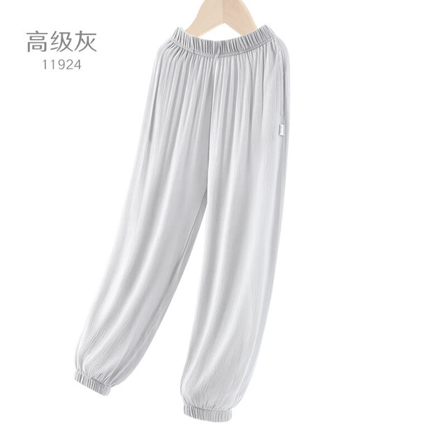 多妙屋 女童裤子儿童春夏棉麻运动长裤中大童女孩夏季防蚊阔腿裤童装 高级灰