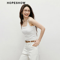红袖基础打底吊带背心2025夏季新款女装胸垫一体美背方领显瘦百搭上衣 本白001
