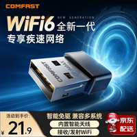 COMFAST WiFi6免驱动 USB无线网卡台式机专用内置智能天线台式笔记本电脑无线接收wifi适配器多系统兼容