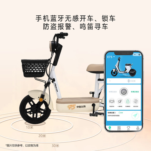 飞鸽 E75智能电动自行车45公里长续航电动车铅酸电池48V12Ah电瓶车新国标