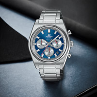 CASIO 卡西欧 旗舰店手表男正品Edifice限量商务简约三针蓝宝石镜面钢带防水男士电子日