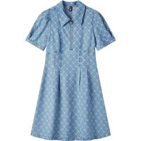 限尺码：森马 2024夏森柔牛仔泡泡袖短裙甜酷牛仔连衣裙女