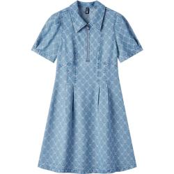 森马 2024夏森柔牛仔泡泡袖短裙甜酷牛仔连衣裙女