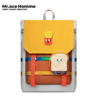 Mr.ace Homme 大容量旅行背包男学生双肩包通勤书包女电脑包1970B吃货系列