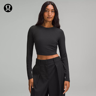 lululemon丨Hold Tight 女士平直下摆紧身短款长袖 T 恤 LW3IGBS 黑色 M /8