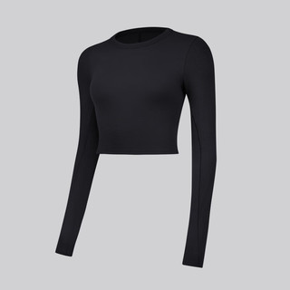 lululemon丨Hold Tight 女士平直下摆紧身短款长袖 T 恤 LW3IGBS 黑色 M /8