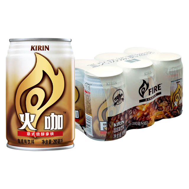 怡宝 麒麟（KIRIN）火咖 意式倍醇咖啡饮料 280ml*6罐装 量贩装