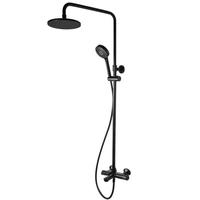 科勒（KOHLER）浴室淋浴花洒 黑色 可升降手持大顶喷套装 维多三出水恒温淋浴柱 28654T恒温淋浴柱