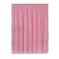 foojo布纱一体镂空星星遮光窗帘卧室阳台飘窗帘1.4*1.8米粉色魔术贴款 纱帘一体1.4*1.8米魔术贴式