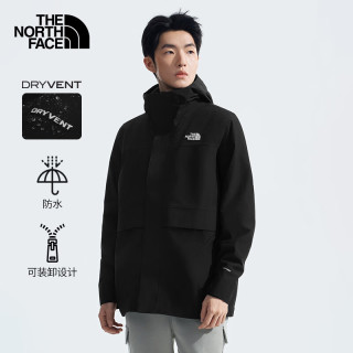 THE NORTH FACE 冲锋衣三合一男暖户外防水抓绒内胆89YX 黑色/JK3