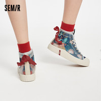 Semir官方正品秋季高帮帆布鞋女学生板鞋潮流布鞋国潮休闲鞋