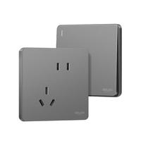 开关插座面板86型带usb家用16a插座五孔插座502灰插座面板