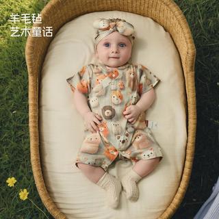 aqpa【毛绒乐园】宝宝儿童3D萌版夏季绑带连体衣 毛绒乐园 52cm