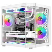 动力火车(PowerTrain)星界白色MATX海景房机箱台式电脑立式玻璃全景主机外壳 支持120 240水冷 显卡限长320MM 星界 白色【支持MATX/240水冷】