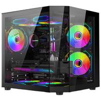 动力火车(PowerTrain)星界黑色MATX海景房机箱台式电脑立式玻璃全景主机外壳 支持120 240水冷 显卡限长320MM 星界 黑色【支持MATX/240水冷】