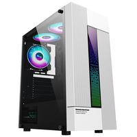 动力火车(PowerTrain)雷霆白色ATX机箱中塔MATX台式机电脑全景侧透立式主机ITX外壳 RGB灯效 显卡限长310MM 雷霆 白色【支持ATX主板】