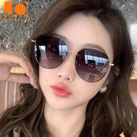 移动端、京东百亿补贴：吉米橙光 新款 偏光太阳镜女 大脸显瘦防晒眼镜 黑金