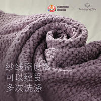 矩宝盆白俄亚麻毛巾 家用洗脸毛巾吸水纯色毛巾 日用毛巾 毛巾（50cm*70cm）-紫色 1条