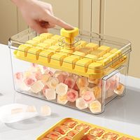 夕纪冻冰块模具制冰按压冰格制冰盒食品级自制带盖储冰盒+送冰铲 28格按压冰格【奶黄色】PP材质 无规格