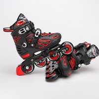 乐秀（ROADSHOW）乐秀轮滑鞋儿童全套装溜冰鞋俱乐部直排轮滑鞋可调节rx2s旱冰鞋 【送轮滑包】全闪黑红单鞋 32 -35(适合4-7岁)