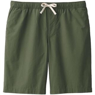 無印良品 MUJI 男式 水洗 平纹 短裤 纯棉全棉 裤子 休闲裤 AED10A3S 卡其绿 L