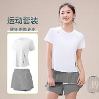 361°【运动套装】女士短袖搭配假两件短裤防走光运动跑步不尴尬